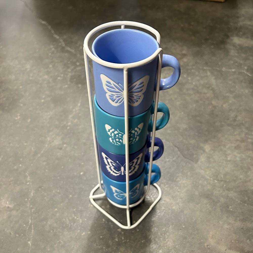 4 pc Espresso Mugs w/ Holder